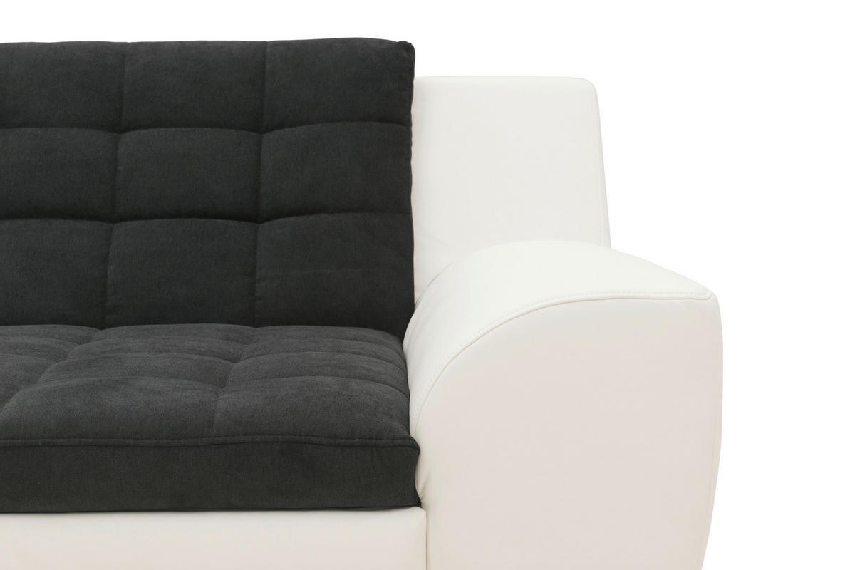 ECKSCHLAFSOFA MORTON Schwarz Mikrofaser  - Chromfarben/Schwarz, MODERN, Textil/Metall (304/200/84cm) - MID.YOU