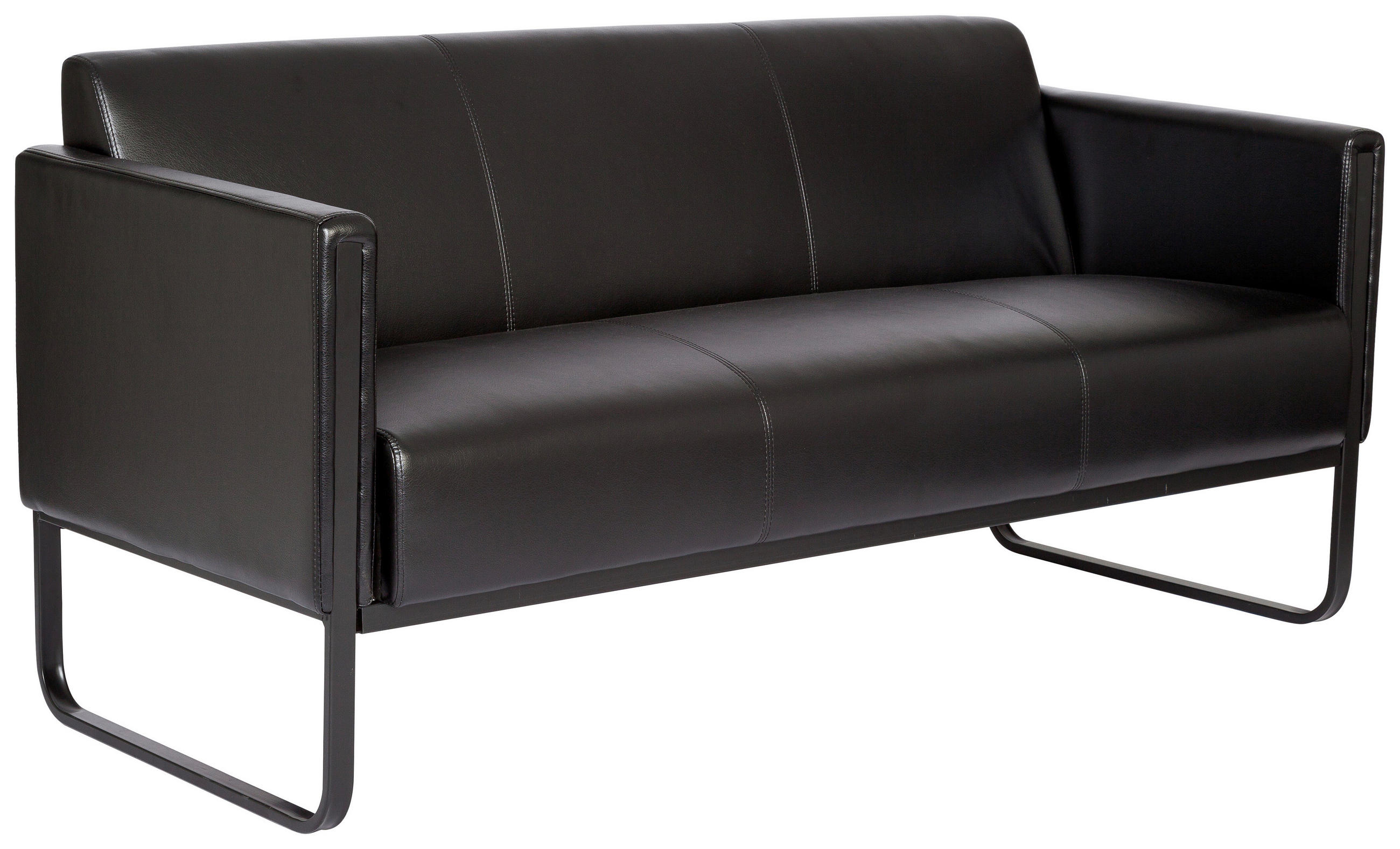 3-SITZER-SOFA in Lederlook Schwarz  - Schwarz, MODERN, Textil/Metall (159/78/71cm) - MID.YOU