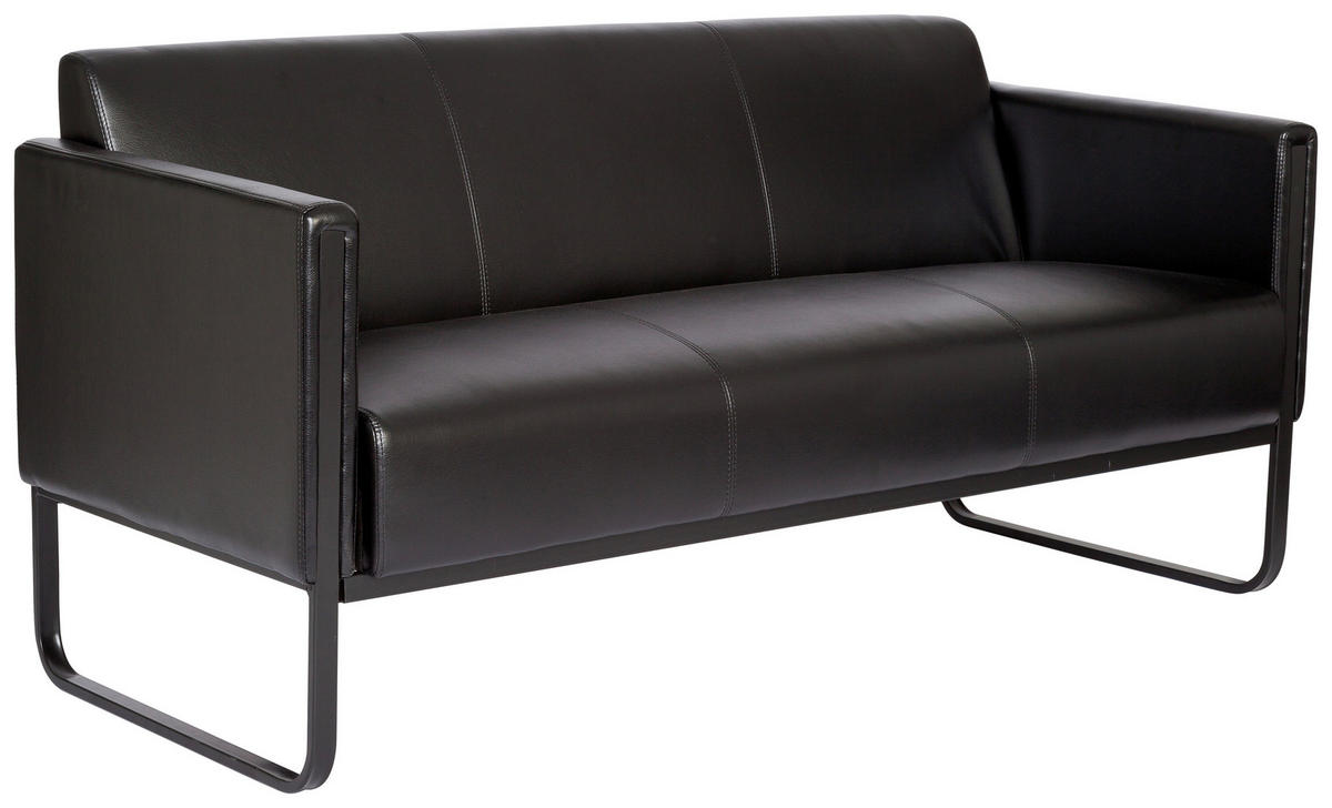 3-SITZER-SOFA Lederlook Schwarz  - Schwarz, MODERN, Textil/Metall (159/78/71cm) - MID.YOU