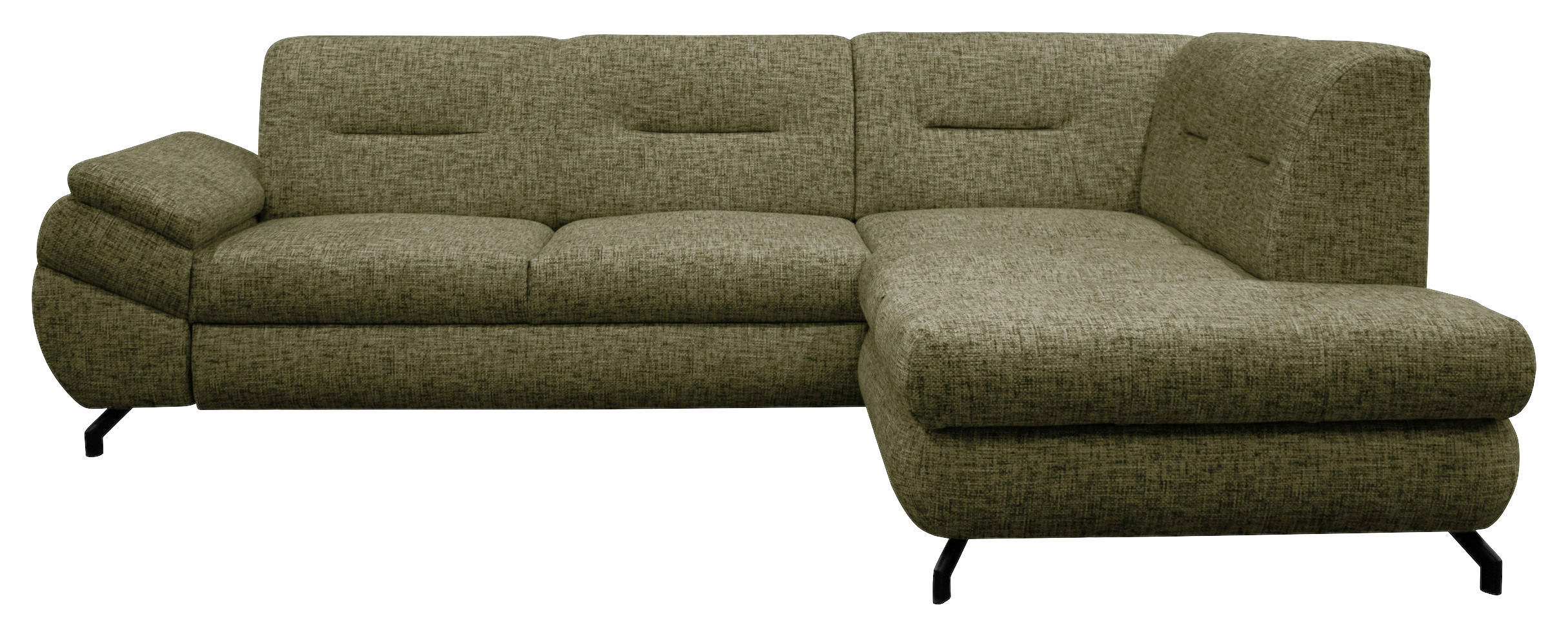 ECKSOFA in Struktur, Plüsch Grün  - Schwarz/Grün, Design, Textil/Metall (274/201cm) - MID.YOU