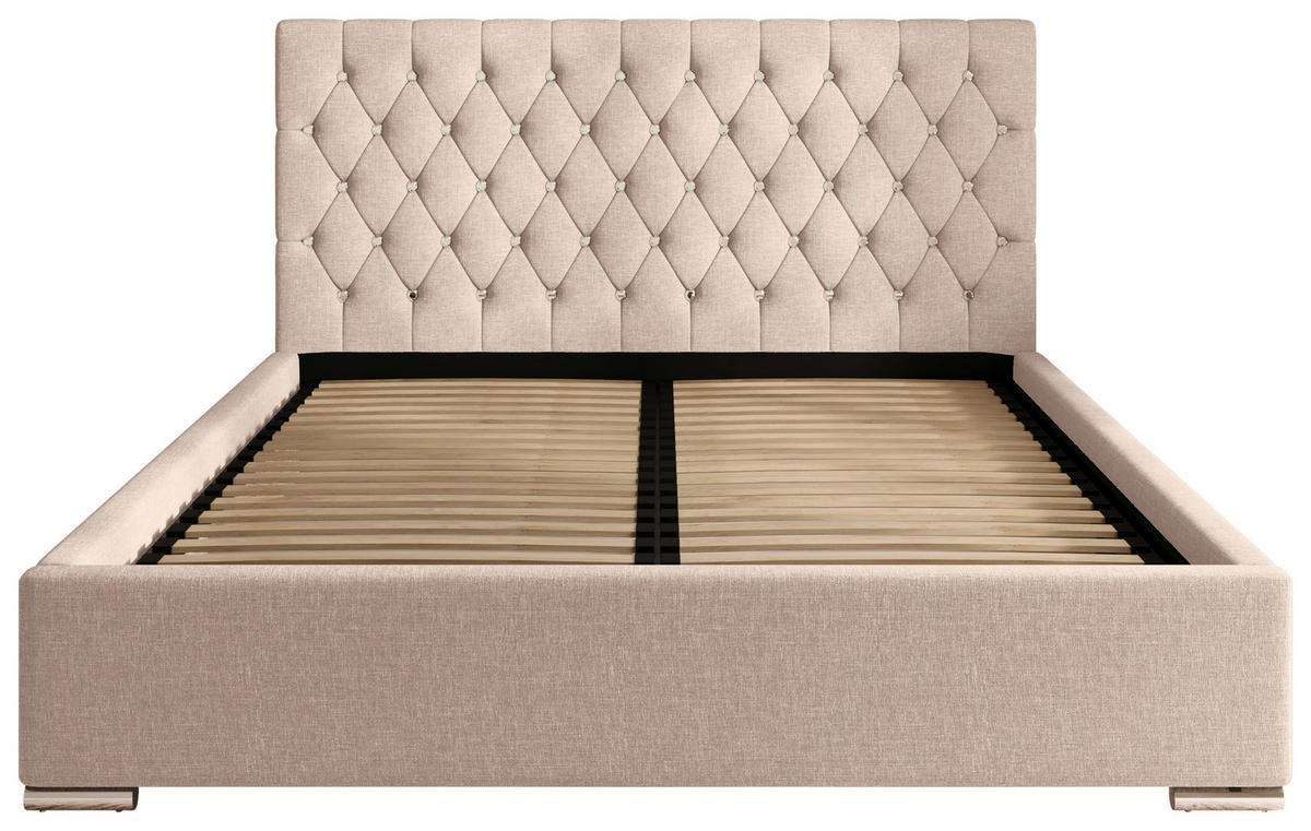 POLSTERBETT 200/200 cm,  in Cappuccino, gepolstertes Kopfteil, Lattenrost, Bettkasten,  - Chromfarben/Schwarz, MODERN, Holz/Kunststoff (200/200cm) - Chameo