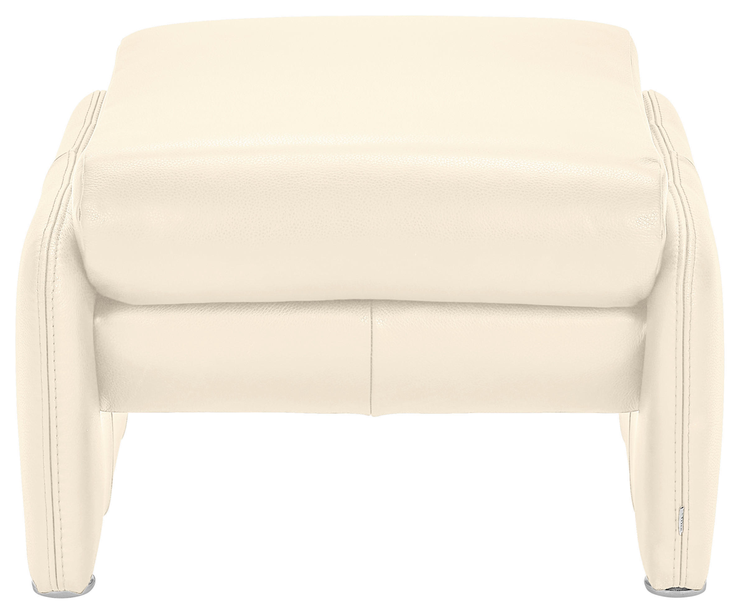 HOCKER Echtleder Beige  - Chromfarben/Beige, KONVENTIONELL, Leder/Metall (60/42/62cm) - Celina Home