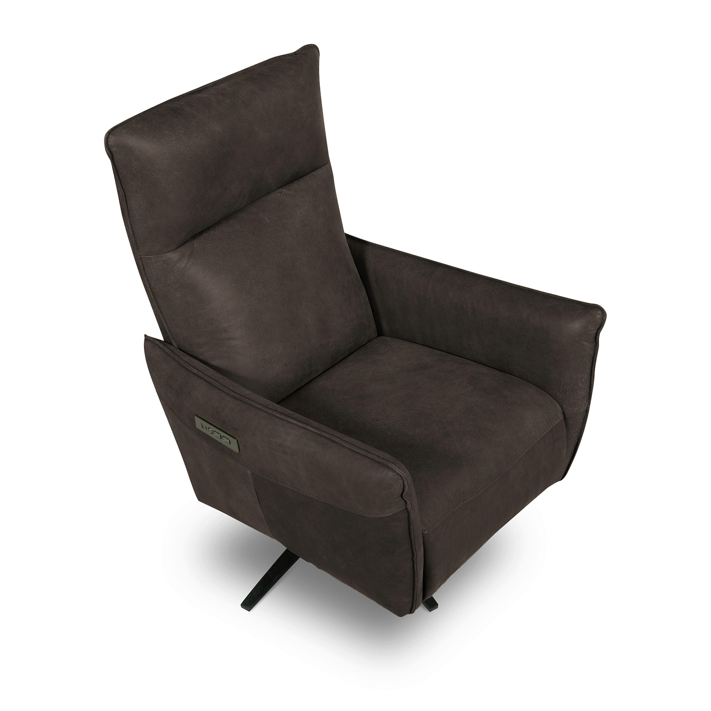 RELAXSESSEL Leder Dunkelgrau  - Dunkelgrau/Schwarz, Design, Leder/Metall (77/107/88cm) - Livetastic