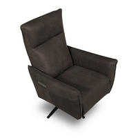RELAXSESSEL Leder Dunkelgrau  - Dunkelgrau/Schwarz, Design, Leder/Metall (77/107/88cm) - Livetastic