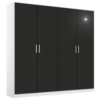 DREHTÜRENSCHRANK 181/210/54 cm,  in Grau, Weiß, 4 Tür(en)  - Chromfarben/Weiß, MODERN, Holzwerkstoff/Kunststoff (181/210/54cm) - Rauch Möbel