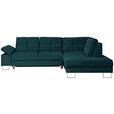 ECKSOFA in Flachgewebe Petrol  - Petrol, Design, Textil/Metall (296/229cm) - Novel