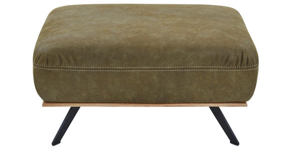 HOCKER Mikrofaser Grün - Beige/Schwarz, Design, Textil/Metall (90/45/68cm) - Voleo