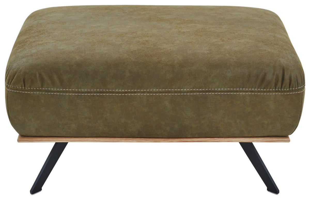 HOCKER Mikrofaser Grün  - Beige/Schwarz, Design, Textil/Metall (90/45/68cm) - Voleo