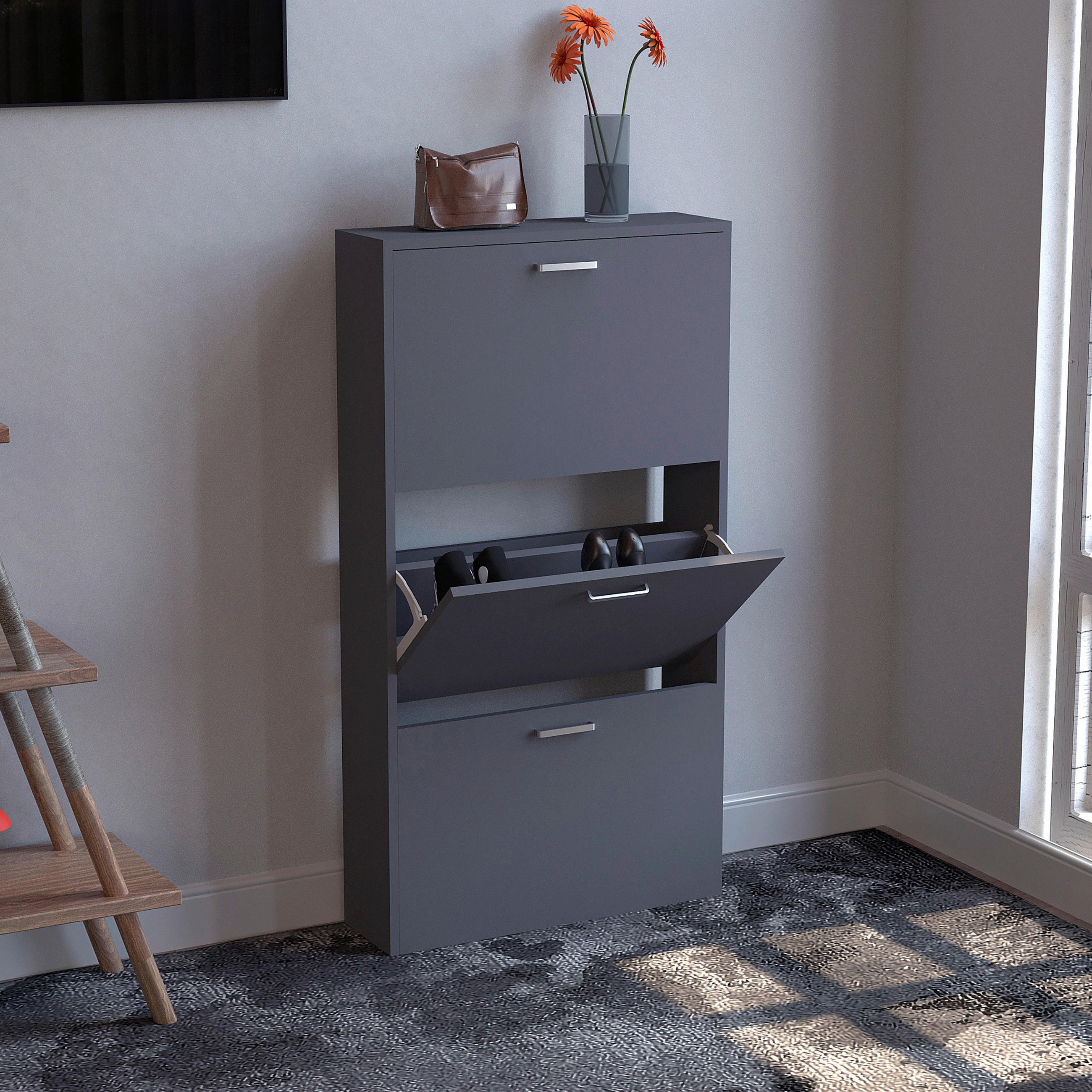 SKOSKÅP Sulos i 59/108/17 cm - silver/antracit, Design, trämaterial/plast (59/108/17cm) - MID.YOU