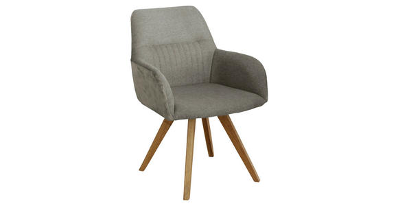 ARMLEHNSTUHL   Webstoff  - Taupe/Eichefarben, KONVENTIONELL, Holz/Textil (61/88/69cm) - Linea Natura