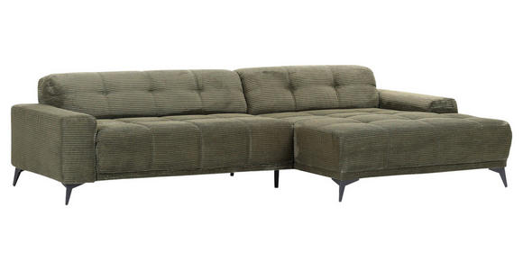 ECKSOFA in Cord Dunkelgrün  - Dunkelgrün/Schwarz, KONVENTIONELL, Textil/Metall (295/165cm) - Carryhome