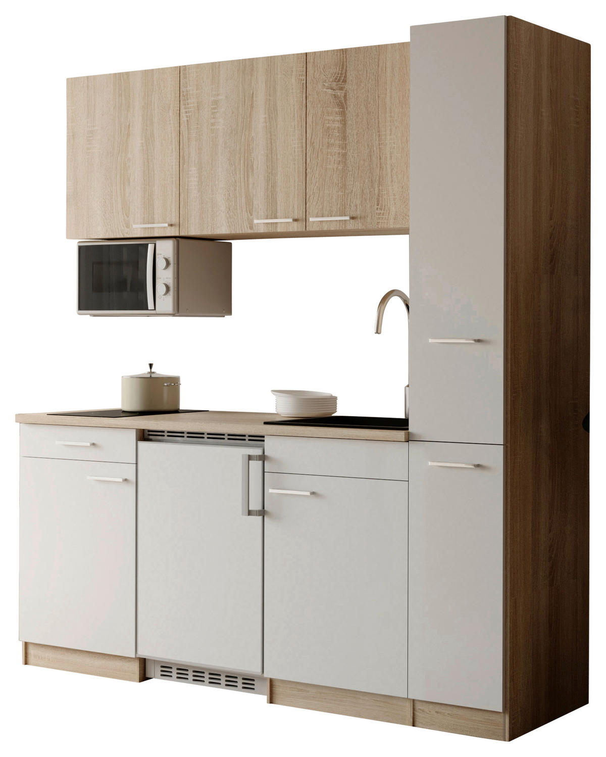 KUHINJSKI BLOK - barve hrasta/bela, Design, umetna masa/leseni material (180cm) - Respekta