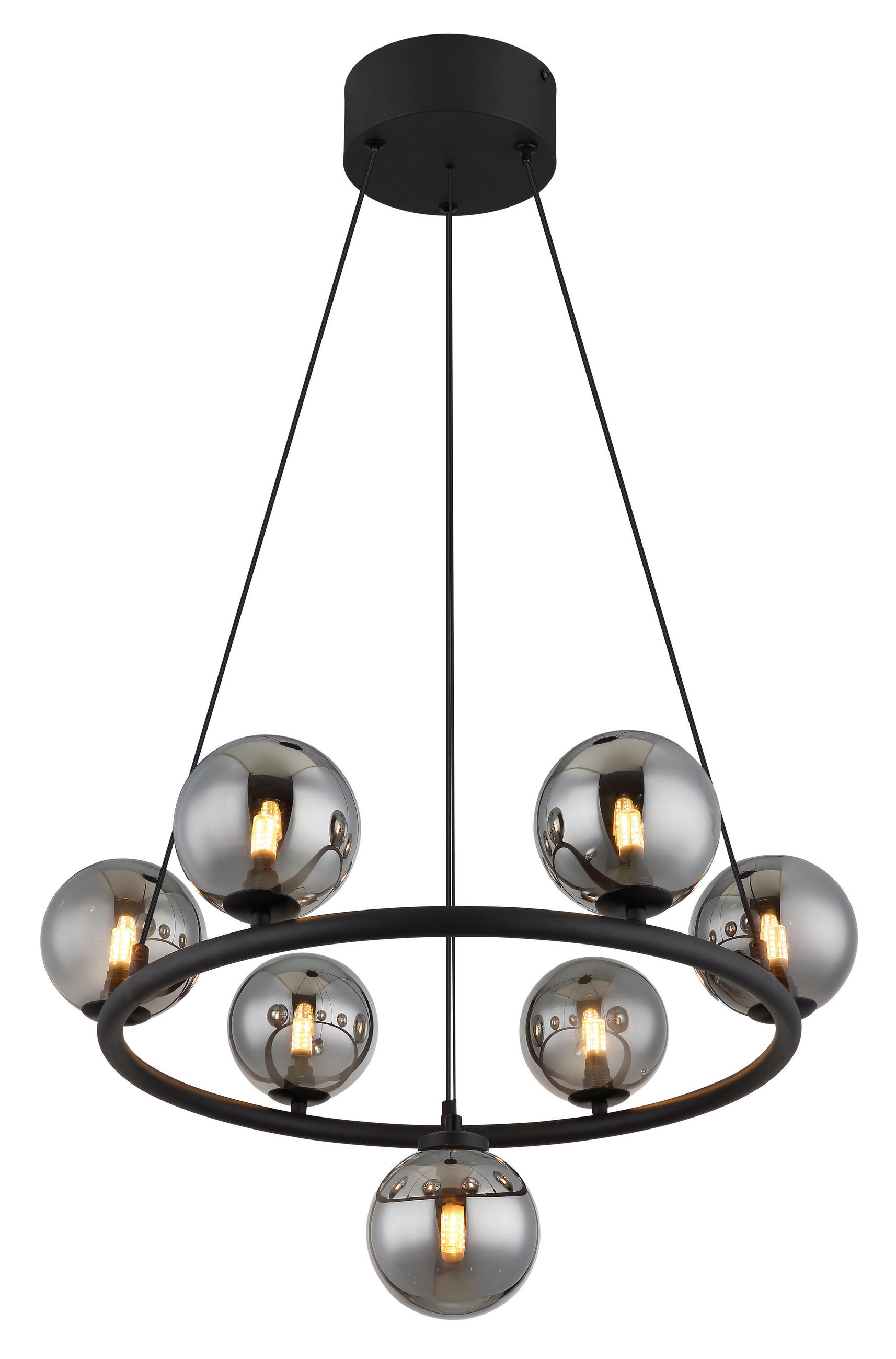 LED-HÄNGELEUCHTE 60/120 cm  - Transparent/Schwarz, Design, Glas/Kunststoff (60/120cm) - Globo