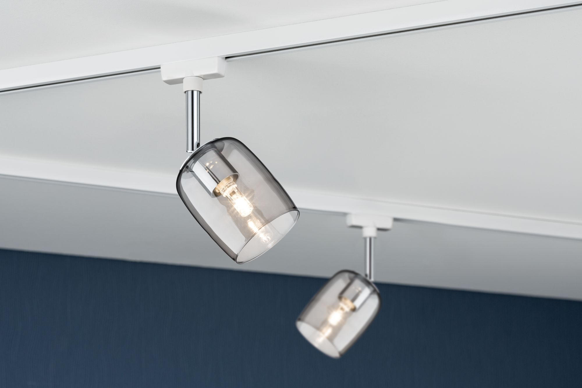 SCHIENENSYSTEM-STRAHLER - Transparent/Weiß, Design, Glas/Metall (7,4/12,8/11,5cm) - Paulmann