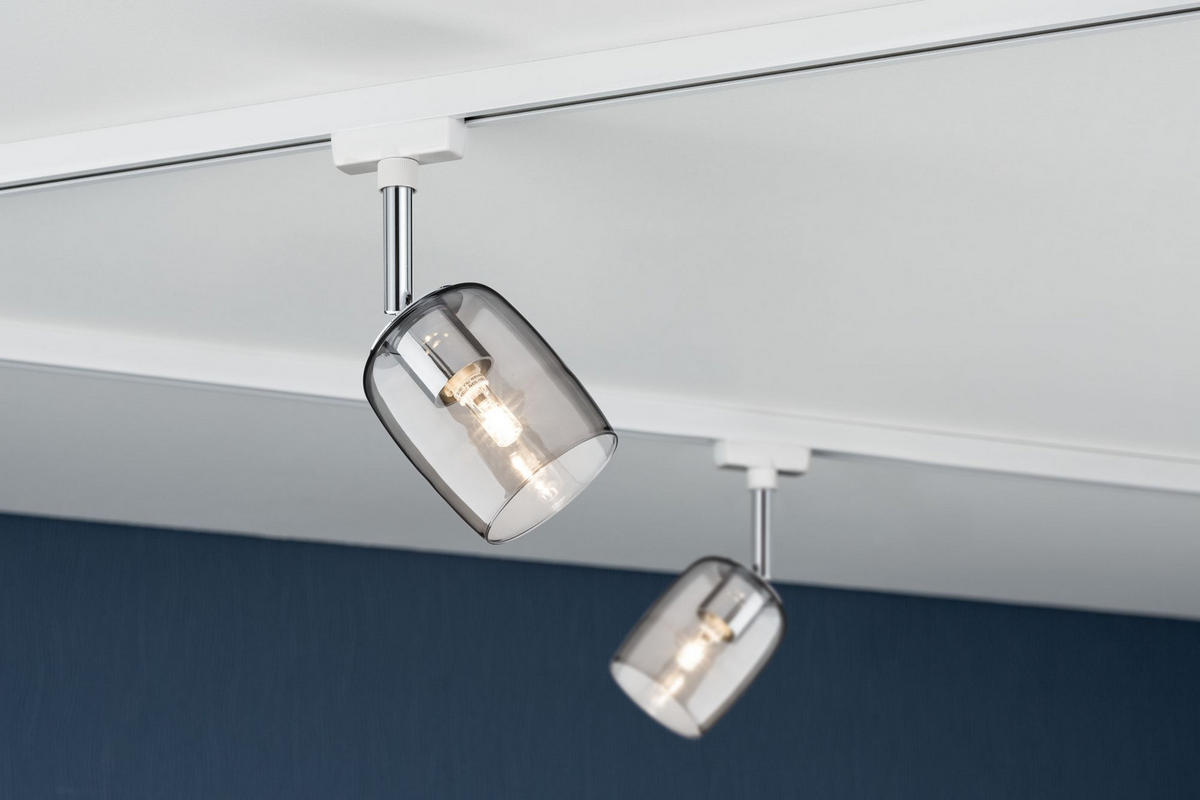 URAIL SCHIENENSYSTEM-STRAHLER - Transparent/Weiß, Design, Glas/Metall (7,4/12,8/11,5cm) - Paulmann