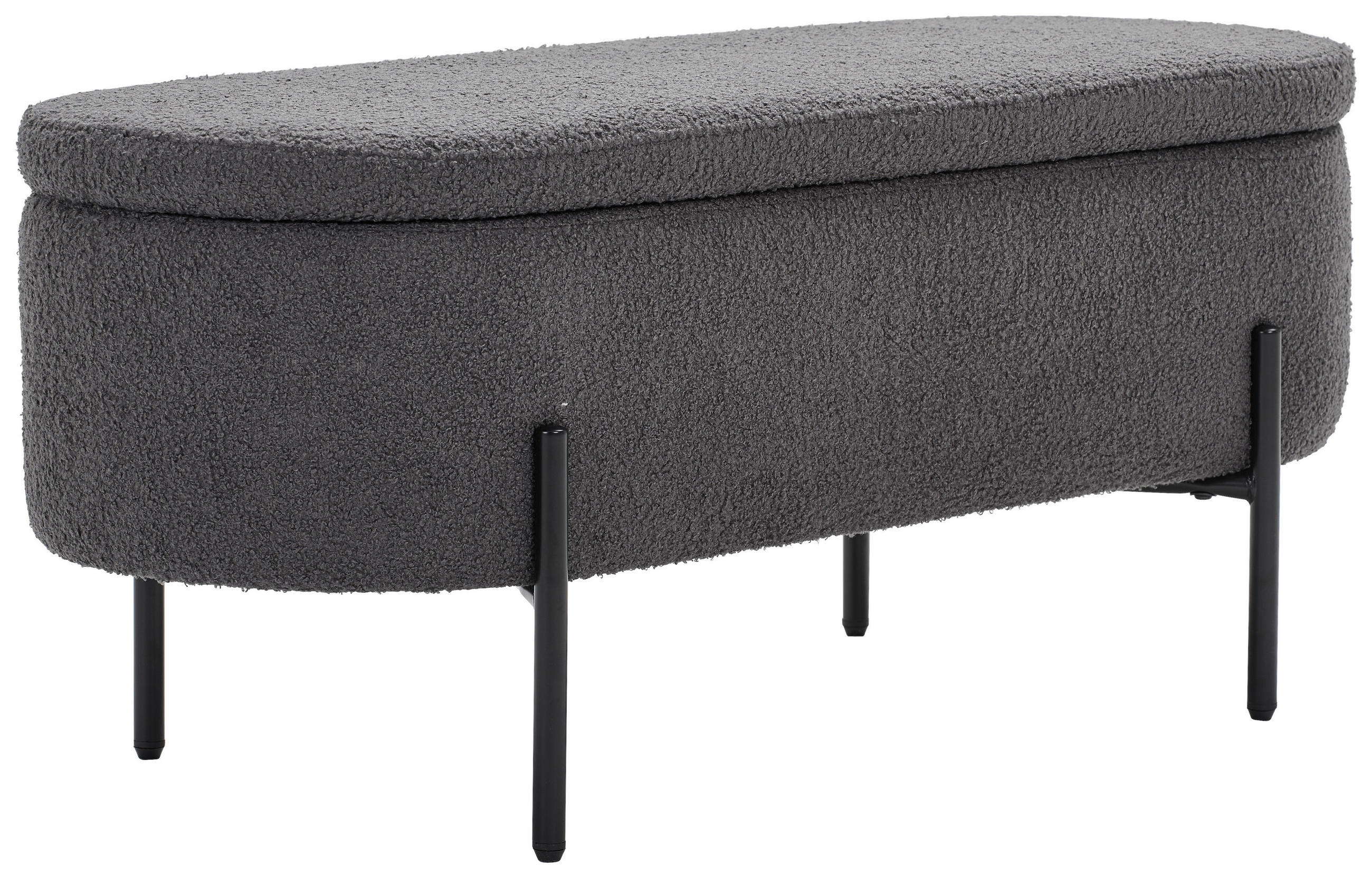 TRUHENBANK 95/43/36 cm Teddystoff Grau, Schwarz  - Schwarz/Grau, MODERN, Textil/Metall (95/43/36cm) - Novel