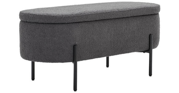 TRUHENBANK 95/43/36 cm Teddystoff Grau, Schwarz  - Schwarz/Grau, MODERN, Textil/Metall (95/43/36cm) - Novel