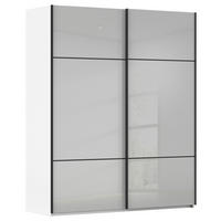 SCHWEBETÜRENSCHRANK in Grau, Weiss  - Weiss/Schwarz, Konventionell, Glas/Holzwerkstoff (201/223/67cm) - Novel
