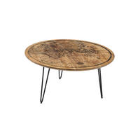 COUCHTISCH Mangoholz massiv 90/90/46 cm rund Braun, Schwarz  - Schwarz/Braun, KONVENTIONELL, Holz/Metall (90/90/46cm) - MID.YOU