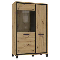 HIGHBOARD 101.4/161/41.5 cm  - Eichefarben/Schwarz, Basics, Glas/Holzwerkstoff (101.4/161/41.5cm) - Livetastic
