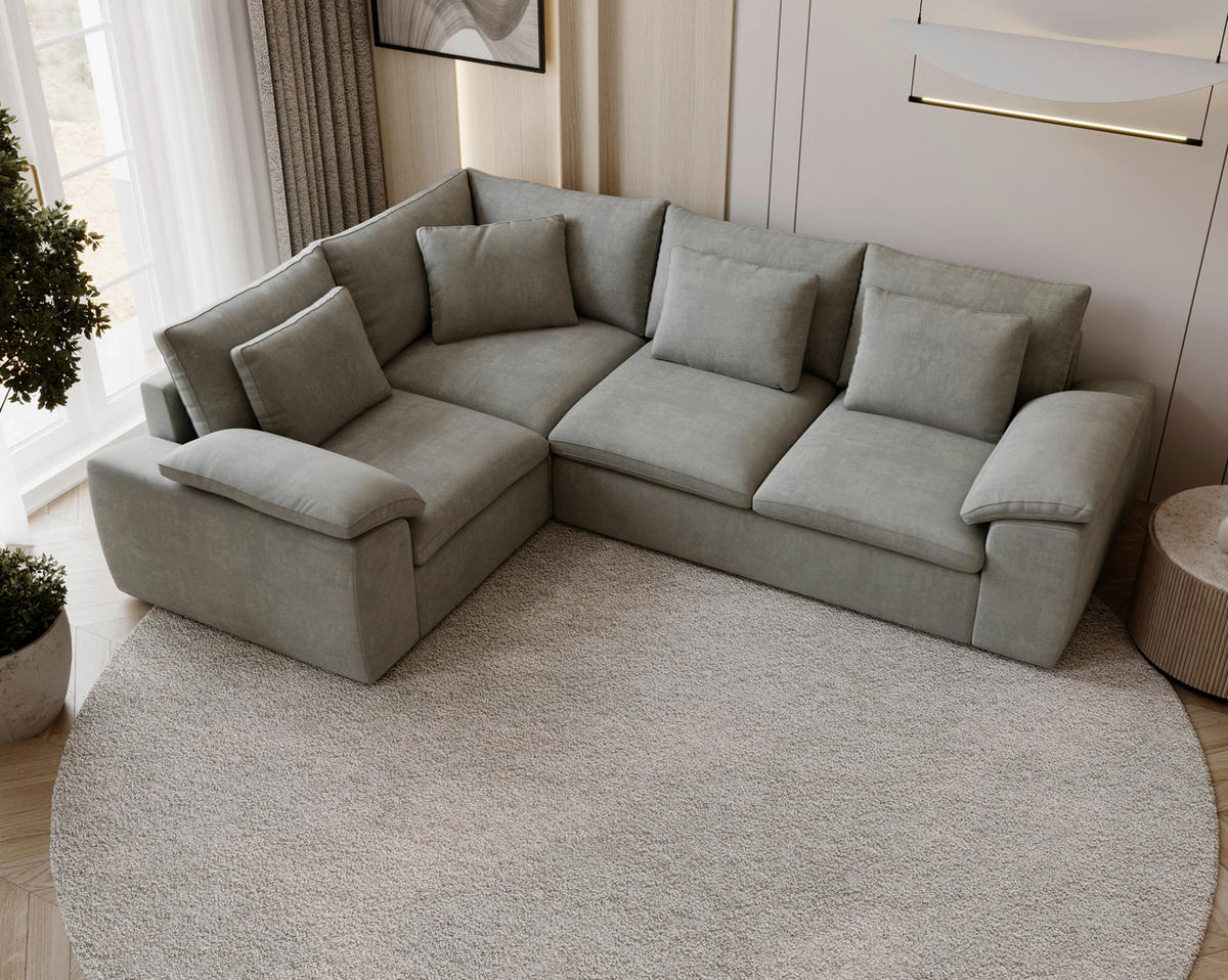 ECKSOFA Chenille Grau  - Schwarz/Grau, Design, Kunststoff/Textil (216/289cm) - Livetastic