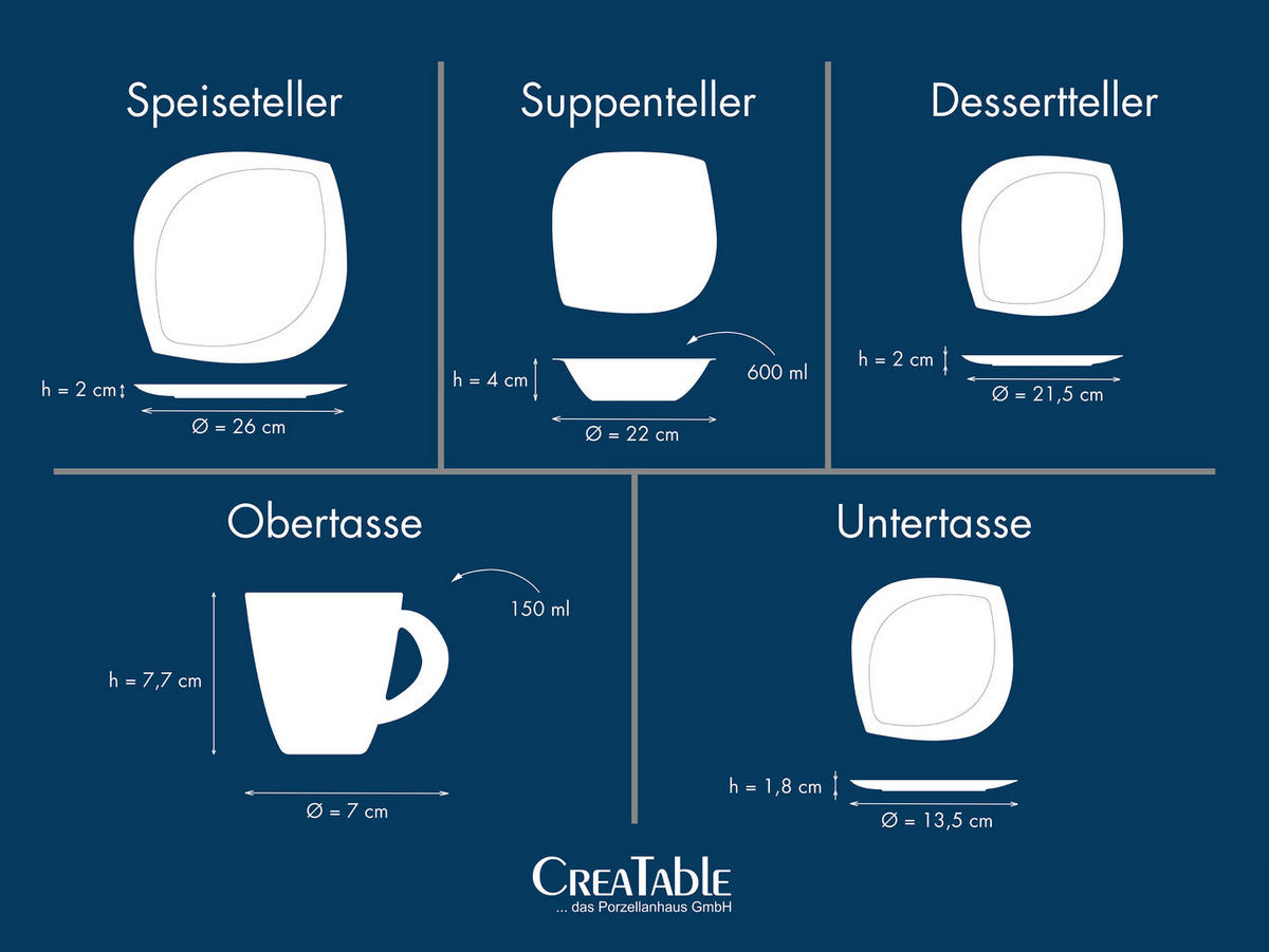 KOMBINOVANÁ SOUPRAVA, 30dílné, porcelán - bílá, keramika - Creatable