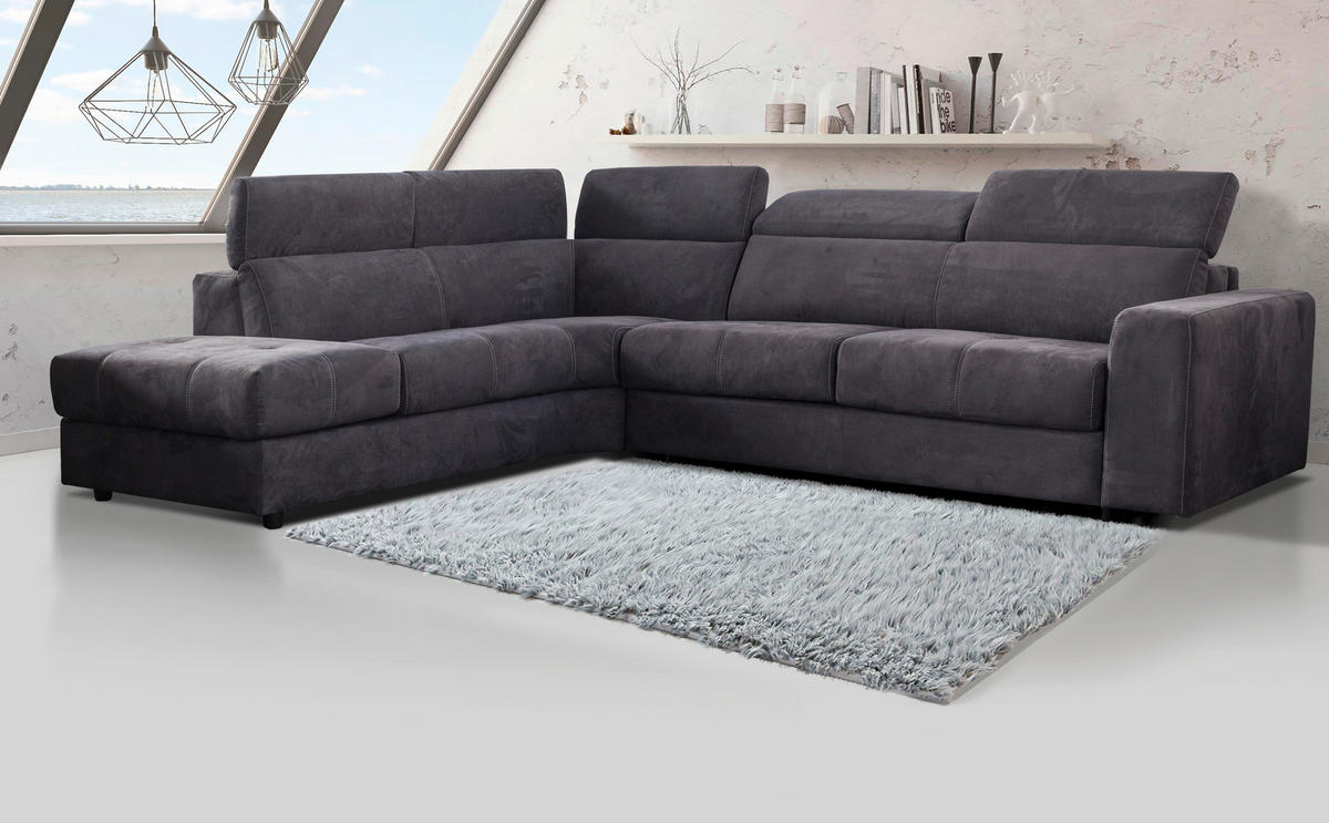 ROHOVÁ SEDACIA SÚPRAVA, textil, antracitová - čierna/biela, Modern, textil/plast (236/302cm) - Novel