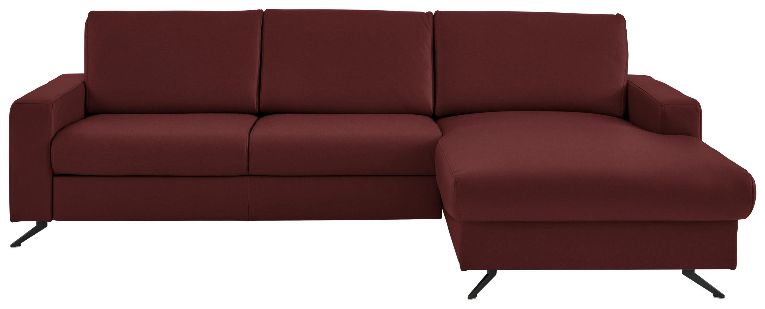 ECKSOFA in Echtleder Brombeere  267/165 cm  - Brombeere/Schwarz, Design, Leder/Metall (267/165cm) - Beldomo Premium