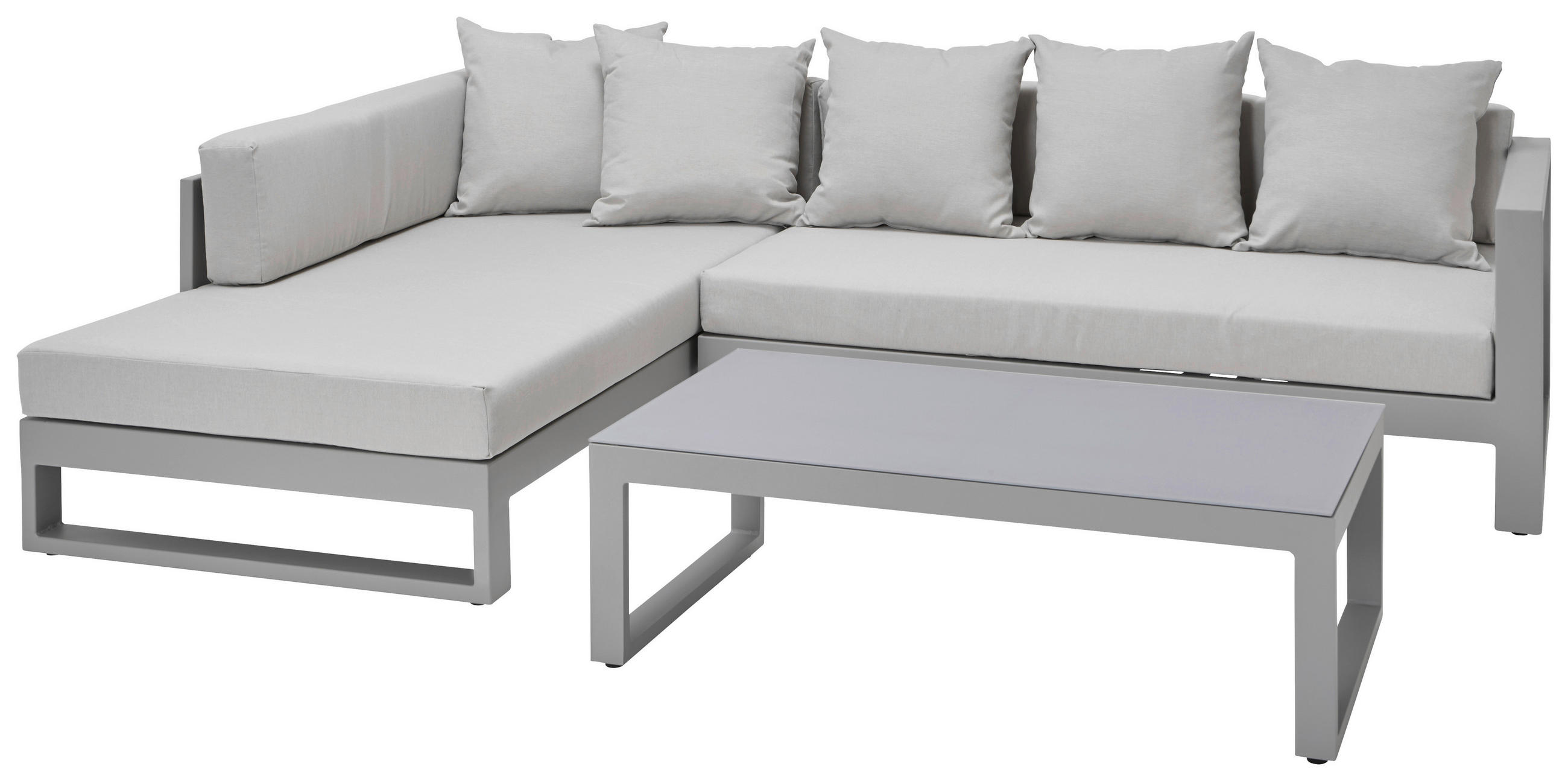 LOUNGEGARNITUR 180/248 cm Aluminium  - Hellgrau, Basics, Glas/Textil (180/248cm) - Amatio