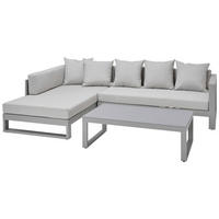 LOUNGEGARNITUR 180/248 cm Aluminium  - Hellgrau, Basics, Glas/Textil (180/248cm) - Amatio