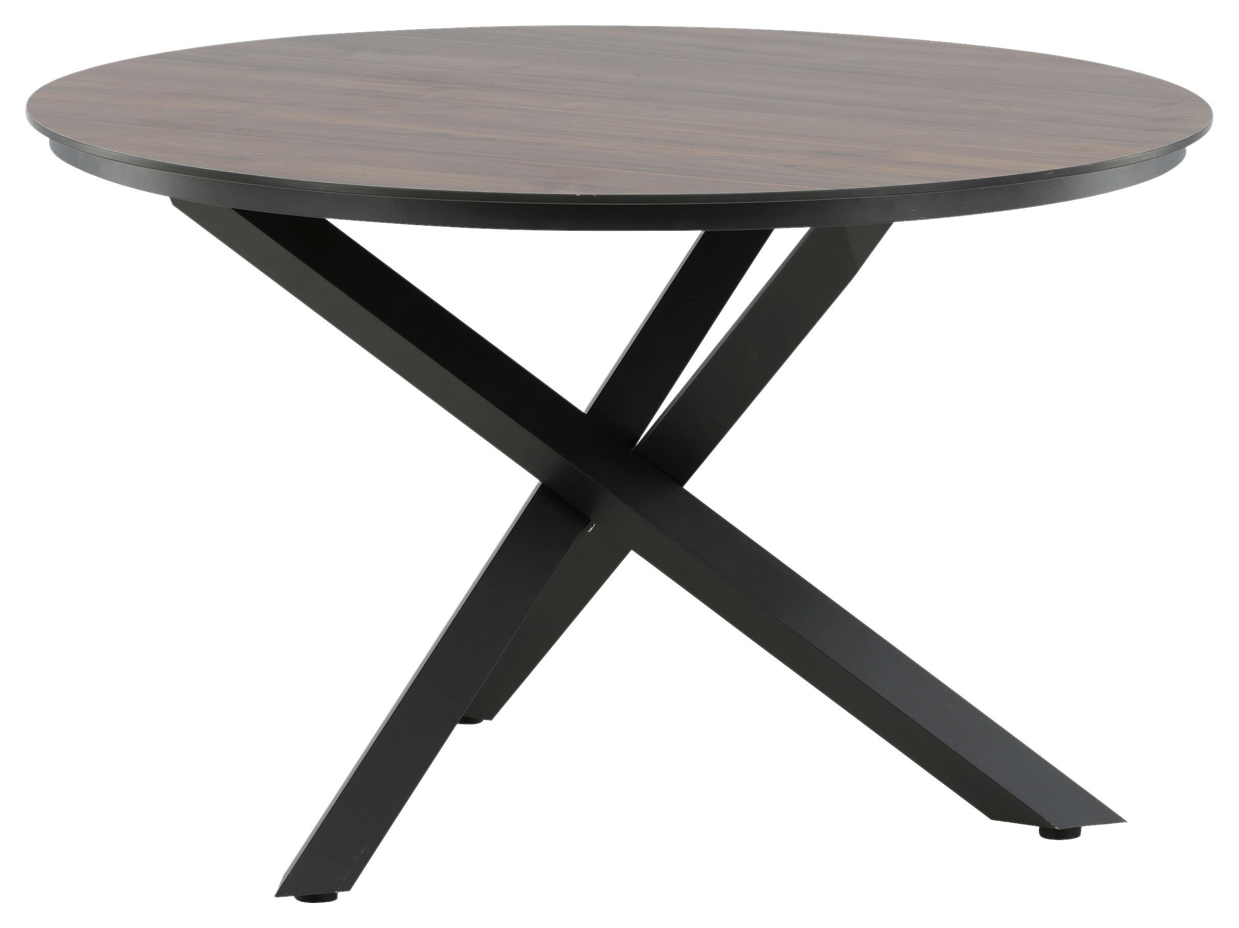 GARTENTISCH 120/120/75 cm Metall, Kunststoff rund  - Schwarz/Braun, KONVENTIONELL, Kunststoff/Metall (120/120/75cm) - Gardenson