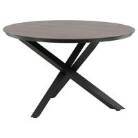 GARTENTISCH 120/120/75 cm Metall, Kunststoff rund  - Schwarz/Braun, KONVENTIONELL, Kunststoff/Metall (120/120/75cm) - Gardenson