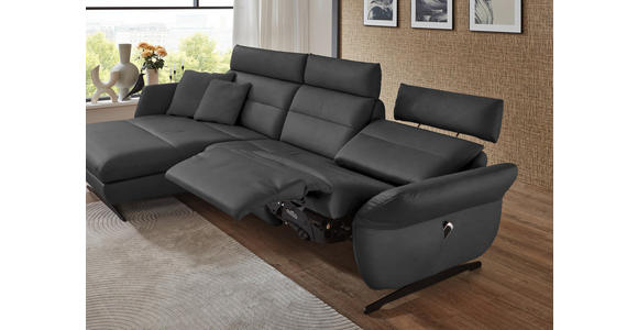 ECKSOFA in Echtleder Anthrazit  169/298 cm  - Anthrazit/Schwarz, Design, Leder/Metall (169/298cm) - Dieter Knoll