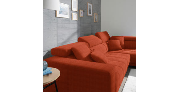 ECKSOFA in Mikrofaser Orange  - Chromfarben/Orange, Design, Textil/Metall (301/207cm) - Xora