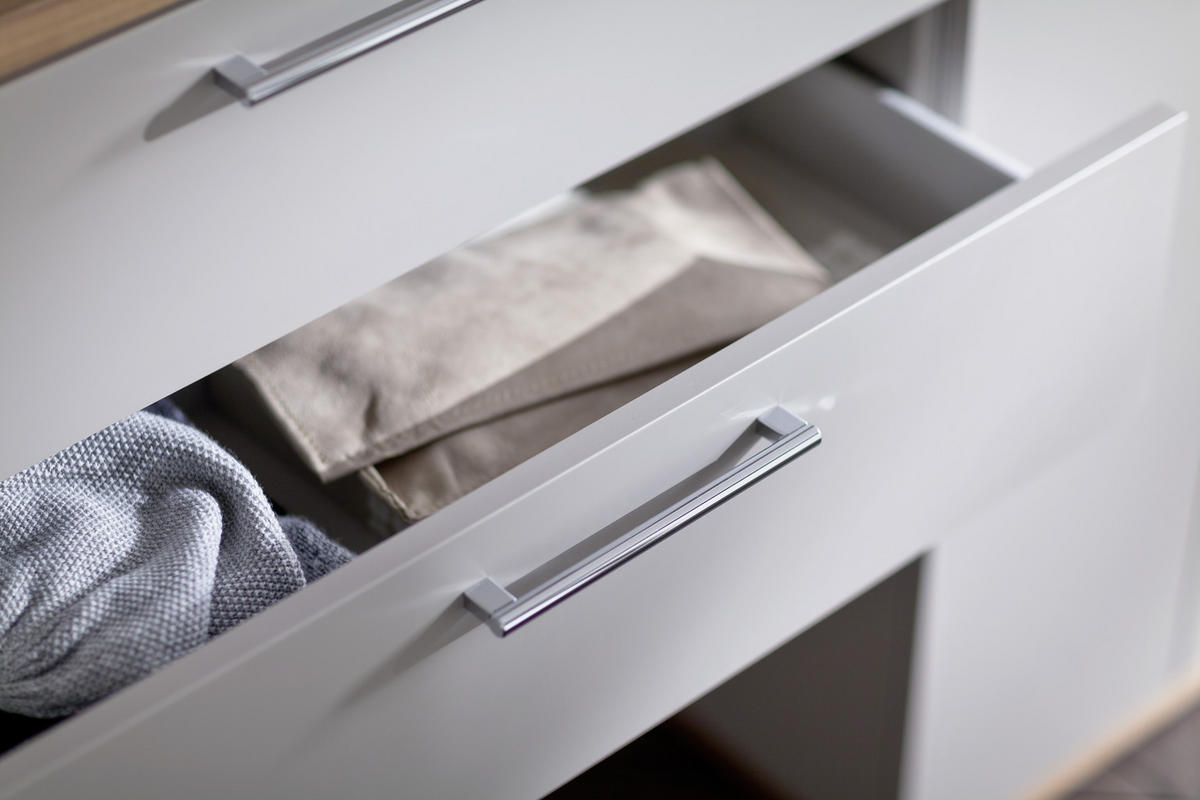 GARDEROBE 4-teilig  in 281/201/35 cm  - Nussbaumfarben/Grau, Design, Glas/Holz (281/201/35cm) - Moderano