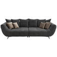 BIGSOFA in Webstoff Schwarz  - Edelstahlfarben/Schwarz, Design, Textil/Metall (300/79/133cm) - Hom`in