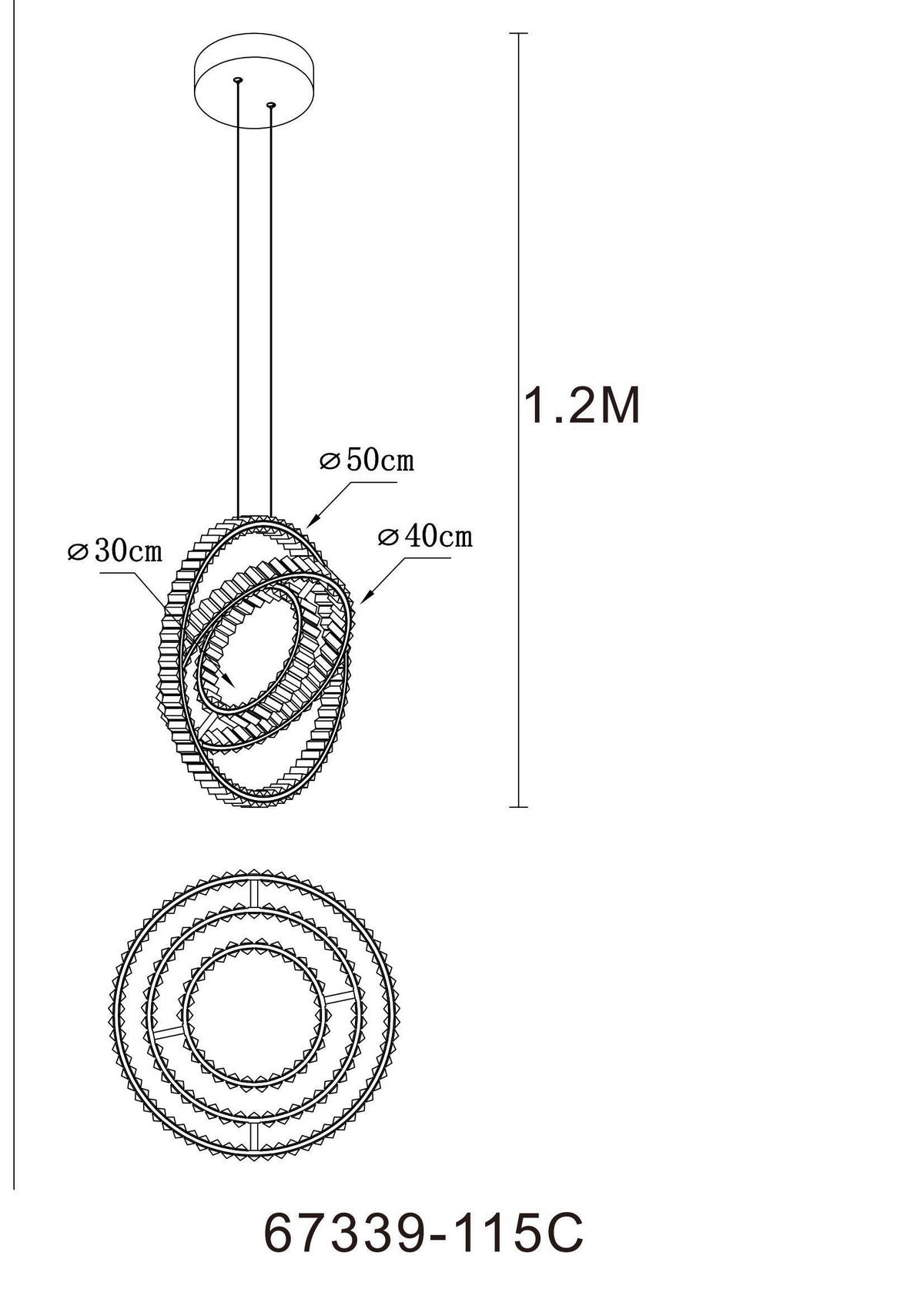 LED-HÄNGLAMPA NEIL 50/40/120 cm  - klar/kromfärg, Design, metall/glas (50/40/120cm) - Globo