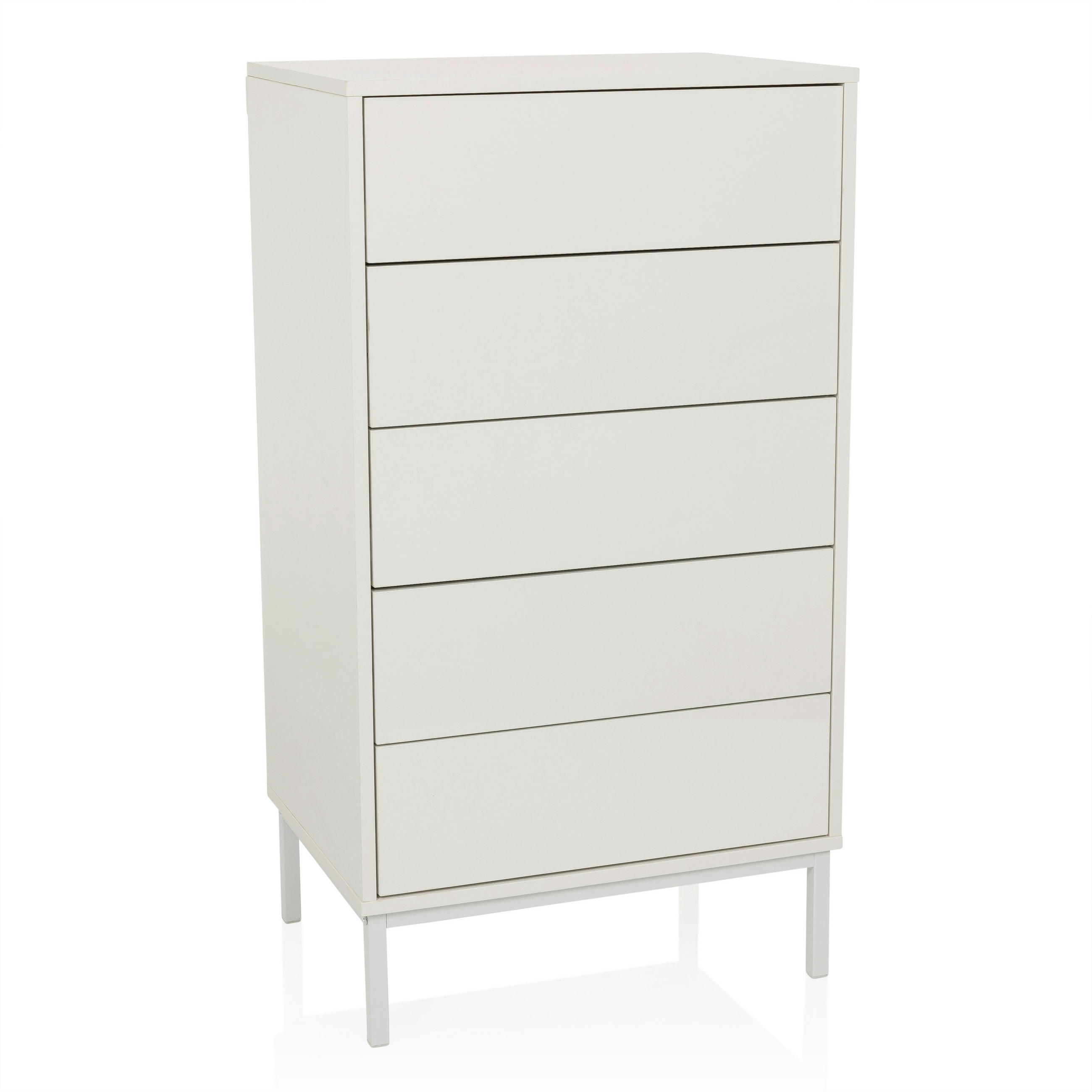 KOMMODE , 55/100/40 cm, 5 Schublade(n)  - Weiß, MODERN, Holzwerkstoff/Metall (55/100/40cm) - MID.YOU