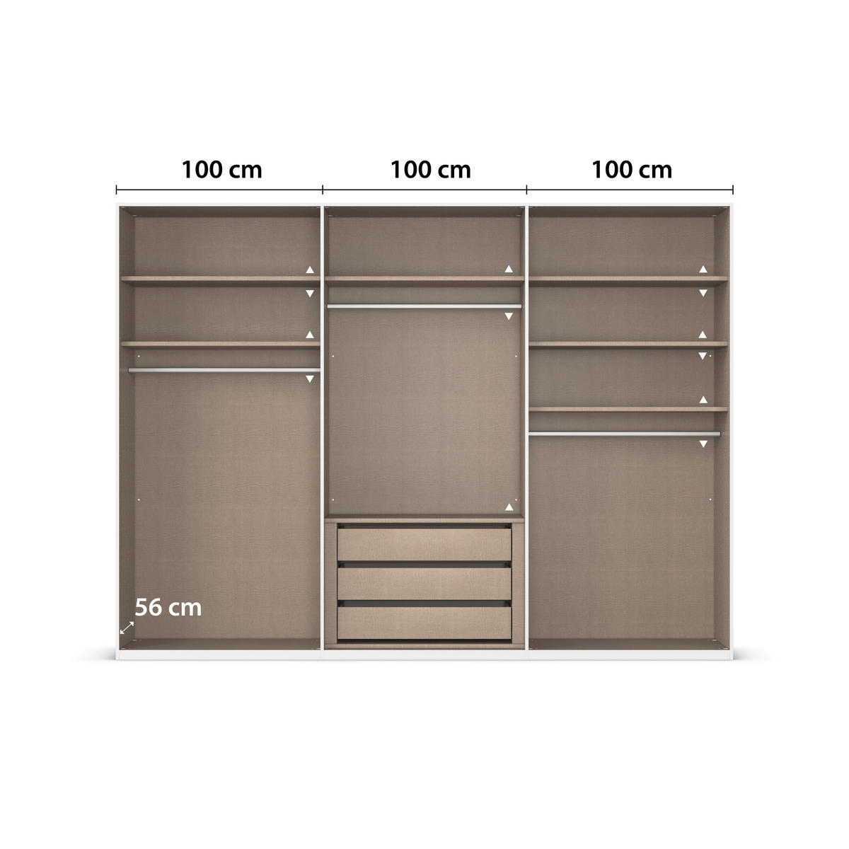 SCHWEBETÜRENSCHRANK 301/236/68 cm 3-türig Weiß  - Alufarben/Weiß, Basics, Glas/Holzwerkstoff (301/236/68cm) - Novel