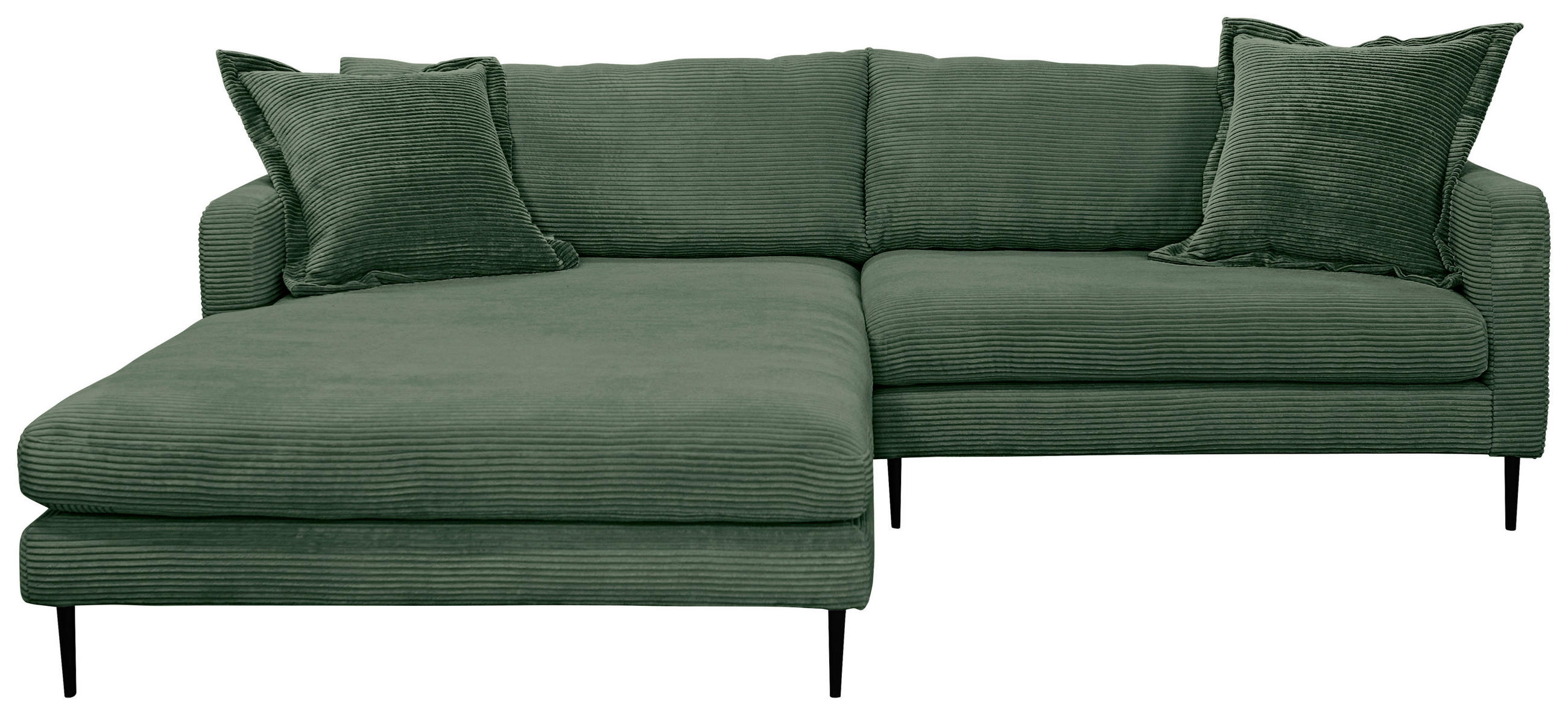 ECKSOFA in Cord Dunkelgrün  193/268 cm  - Dunkelgrün/Schwarz, Design, Textil/Metall (193/268cm) - P & B