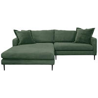 ECKSOFA in Cord Dunkelgrün  193/268 cm  - Dunkelgrün/Schwarz, Design, Textil/Metall (193/268cm) - P & B