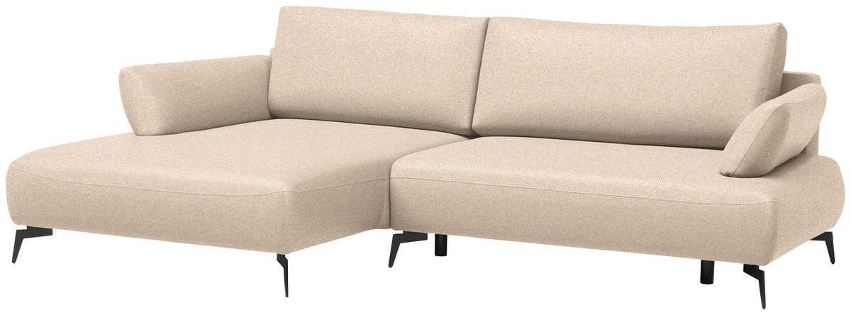 ECKSOFA Struktur Beige  - Beige/Schwarz, Design, Textil/Metall (186/284cm) - Lomoco