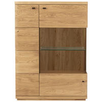 HIGHBOARD  99/141/38 cm  - Eichefarben/Schwarz, Natur, Glas/Holz (99/141/38cm) - Linea Natura