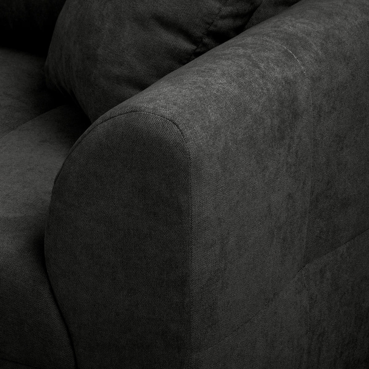 ECKSOFA inkl. Hocker Ariella Schwarz Mikrofaser Rückenkissen, Hocker  - Schwarz/Naturfarben, Design, Holz/Textil (161/231cm) - Livetastic