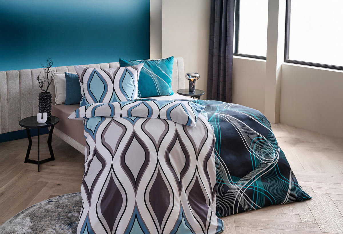 BETTWÄSCHE Satin 140/200 cm  - Blau, KONVENTIONELL (140/200cm) - Esposa