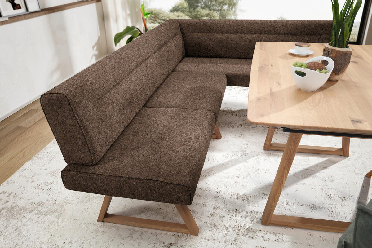 ECKBANK in Holz, Textil Braun, Eichefarben  - Eichefarben/Braun, Konventionell, Holz/Textil (230/170cm) - Moderano