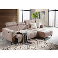 ECKSOFA Taupe Cord Rücken echt, Kopfteilverstellung, Sitzvorzug  - Taupe/Schwarz, KONVENTIONELL, Textil/Metall (257/170cm) - Carryhome