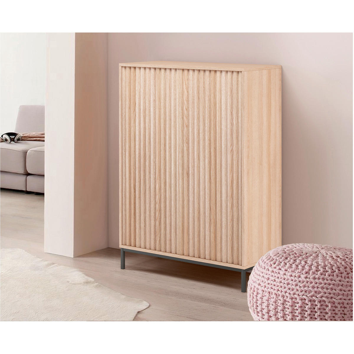 HIGHBOARD Celine  in 80/110/35 cm  - Schwarz/Naturfarben, Design, Holzwerkstoff/Metall (80/110/35cm) - MID.YOU