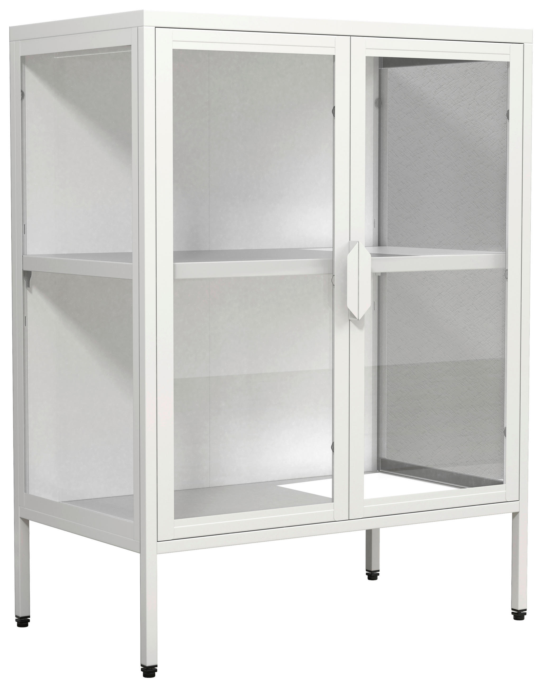 VITRINE Floka in Weiß  - Transparent/Weiß, Design, Glas/Metall (60/80/35cm) - MID.YOU