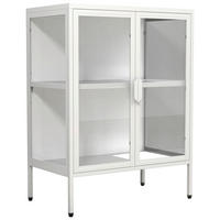 VITRINE Floka in Weiß  - Transparent/Weiß, Design, Glas/Metall (60/80/35cm) - MID.YOU